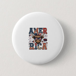 Patriotic Highland Cow America 4th of July Shirt_1 6 Cm Round Badge