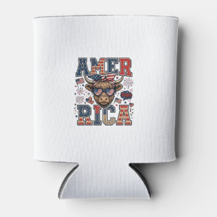 Patriotic Highland Cow America 4th of July Shirt_1 Can Cooler