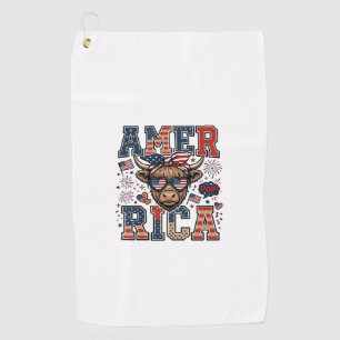 Patriotic Highland Cow America 4th of July Shirt_1 Golf Towel