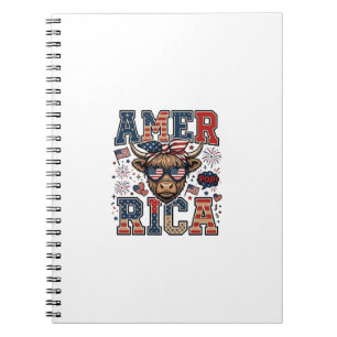 Patriotic Highland Cow America 4th of July Shirt_1 Notebook