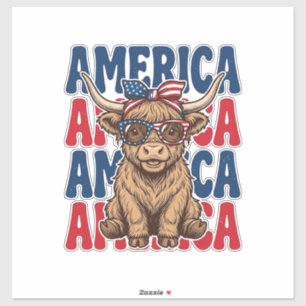 Patriotic Highland Cow America Vintage Shirt Desig