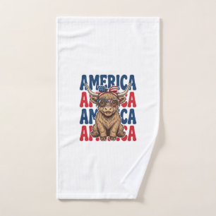Patriotic Highland Cow America Vintage Shirt Desig Hand Towel