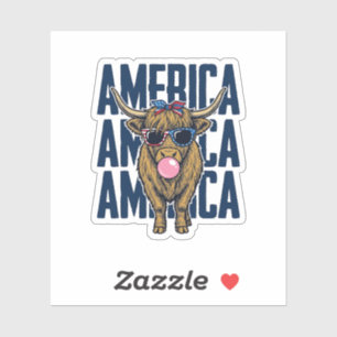 Patriotic Highland Cow America Vintage T-Shirt Des