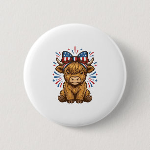 Patriotic Highland Cow Bow Vector Design (2)_1 6 Cm Round Badge
