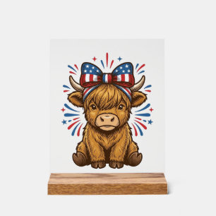 Patriotic Highland Cow Bow Vector Design (2)_1 Acrylic Sign