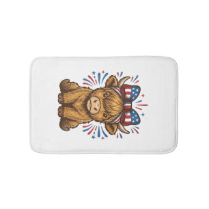 Patriotic Highland Cow Bow Vector Design (2)_1 Bath Mat