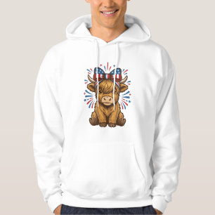 Patriotic Highland Cow Bow Vector Design (2)_1 Hoodie