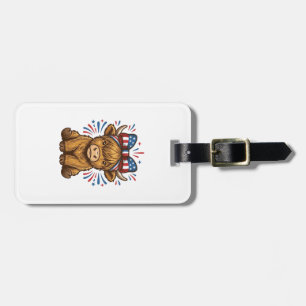 Patriotic Highland Cow Bow Vector Design (2)_1 Luggage Tag