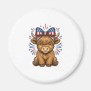 Patriotic Highland Cow Bow Vector Design (2)_1 Magnet