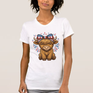 Patriotic Highland Cow Bow Vector Design (2)_1 T-Shirt