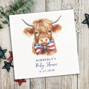 Patriotic Highland Cow Farm Animal Baby Shower Napkin