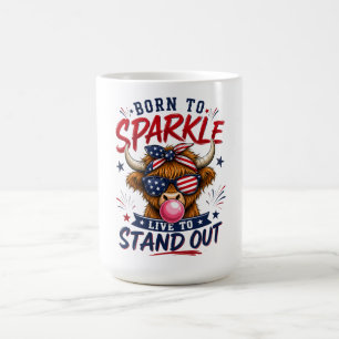 Patriotic Highland Cow Funny Coffee Mug