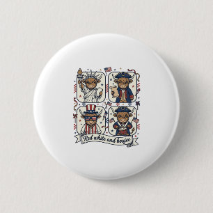 Patriotic Highland Cow Red White and Boujee 6 Cm Round Badge