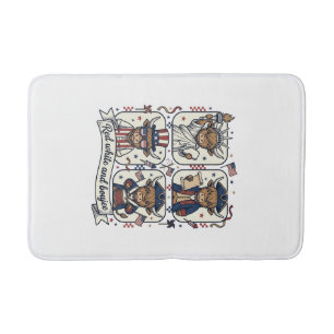 Patriotic Highland Cow Red White and Boujee Bath Mat