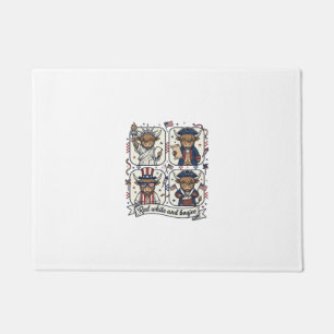 Patriotic Highland Cow Red White and Boujee Doormat