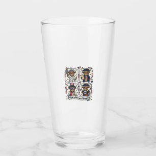 Patriotic Highland Cow Red White and Boujee Glass