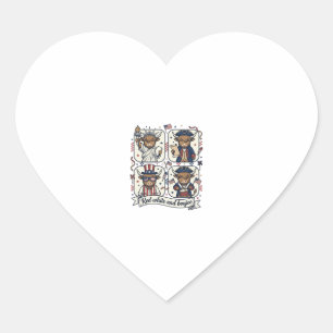 Patriotic Highland Cow Red White and Boujee Heart Sticker