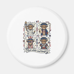 Patriotic Highland Cow Red White and Boujee Magnet