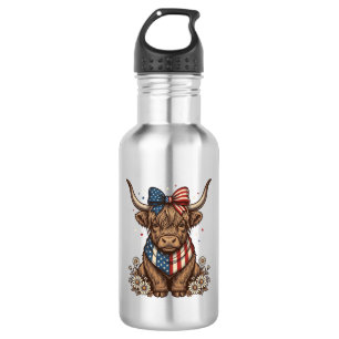 Patriotic Highland Cow Vintage 532 Ml Water Bottle