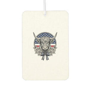 Patriotic Highland Cow Vintage Engraving Art_1 Car Air Freshener