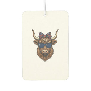 Patriotic Highland Cow Vintage Engraving Design_1 Car Air Freshener