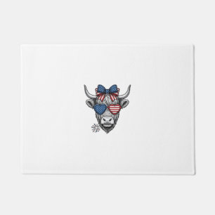 Patriotic Highland Cow Vintage Engraving Shirt_1 Doormat
