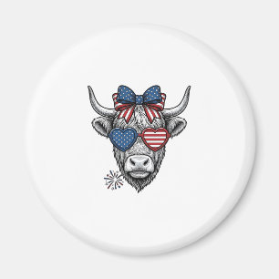 Patriotic Highland Cow Vintage Engraving Shirt_1 Magnet