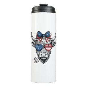 Patriotic Highland Cow Vintage Engraving Shirt_1 Thermal Tumbler