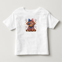 Patriotic Highland Cow with Stars and Stripes