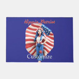 Patriotic Hippie Girl Thunder_Cove  Doormat