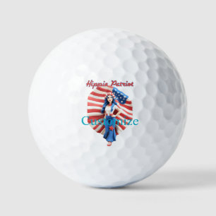 Patriotic Hippie Girl Thunder_Cove Golf Balls