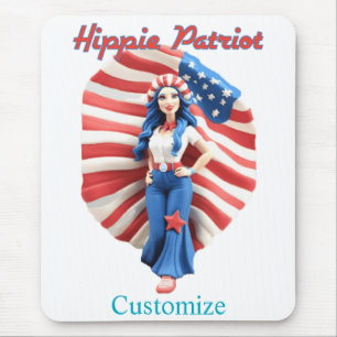 Patriotic Hippie Girl Thunder_Cove Mouse Pad