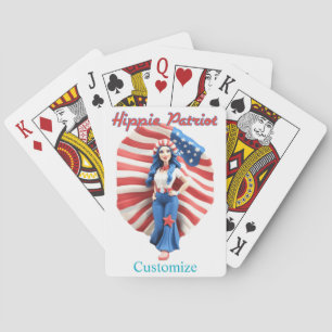 Patriotic Hippie Girl Thunder_Cove Playing Cards