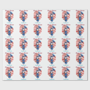 Patriotic Hippie Girl Thunder_Cove Wrapping Paper
