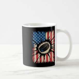 Patriotic Hockey 4th Of July Vintage American Flag Coffee Mug