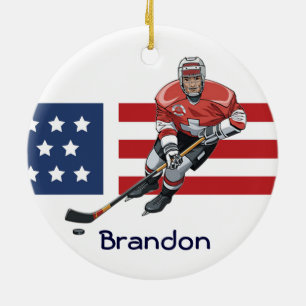 Patriotic Hockey Design Ornament