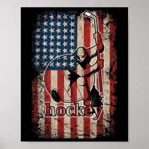 Patriotic Hockey Flag Usa American For Hockey Play Poster