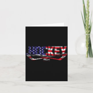 Patriotic hockey player hockey sticks usa flag ice card