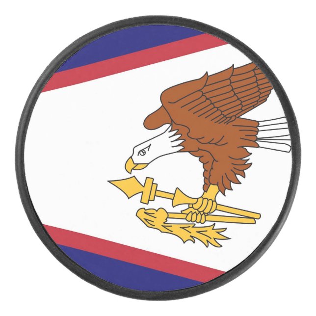 Patriotic hockey puck with flag of American Samoa (Front)