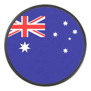 Patriotic hockey puck with flag of Australia