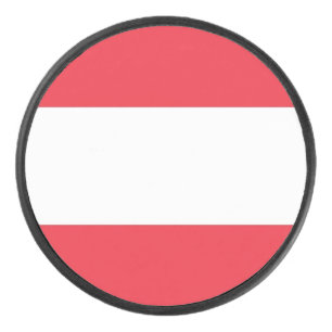 Patriotic hockey puck with flag of Austria