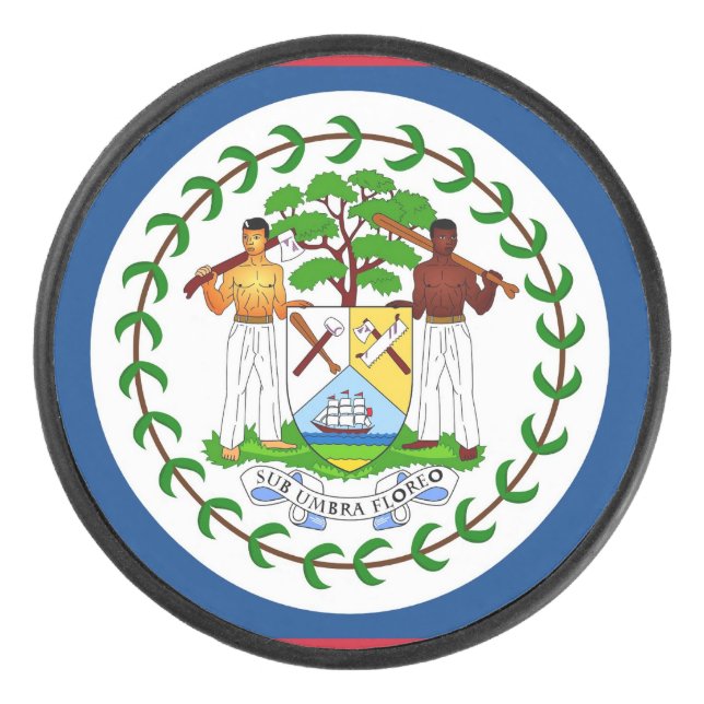 Patriotic hockey puck with flag of Belise (Front)