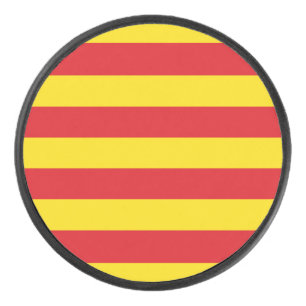 Patriotic hockey puck with flag of Catalonia