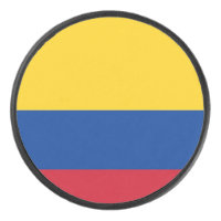 Patriotic hockey puck with flag of Colombia