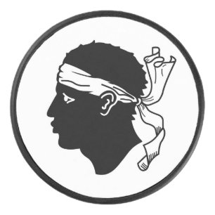 Patriotic hockey puck with flag of Corsica