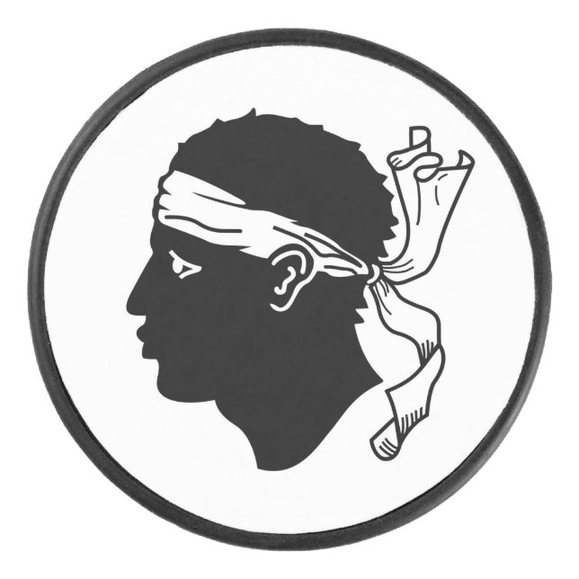 Patriotic hockey puck with flag of Corsica (Front)