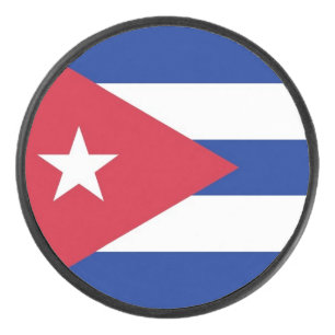 Patriotic hockey puck with flag of Cuba