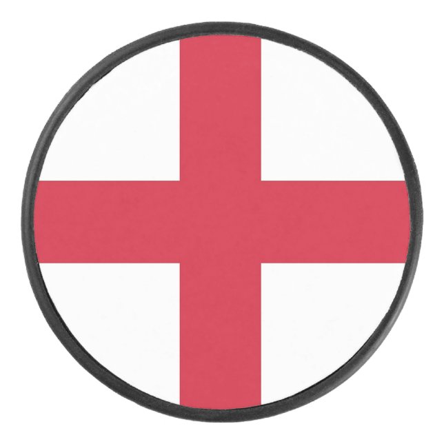 Patriotic hockey puck with flag of England (Front)