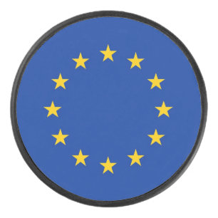Patriotic hockey puck with flag of European Union