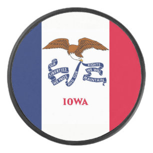 Patriotic hockey puck with flag of Iowa